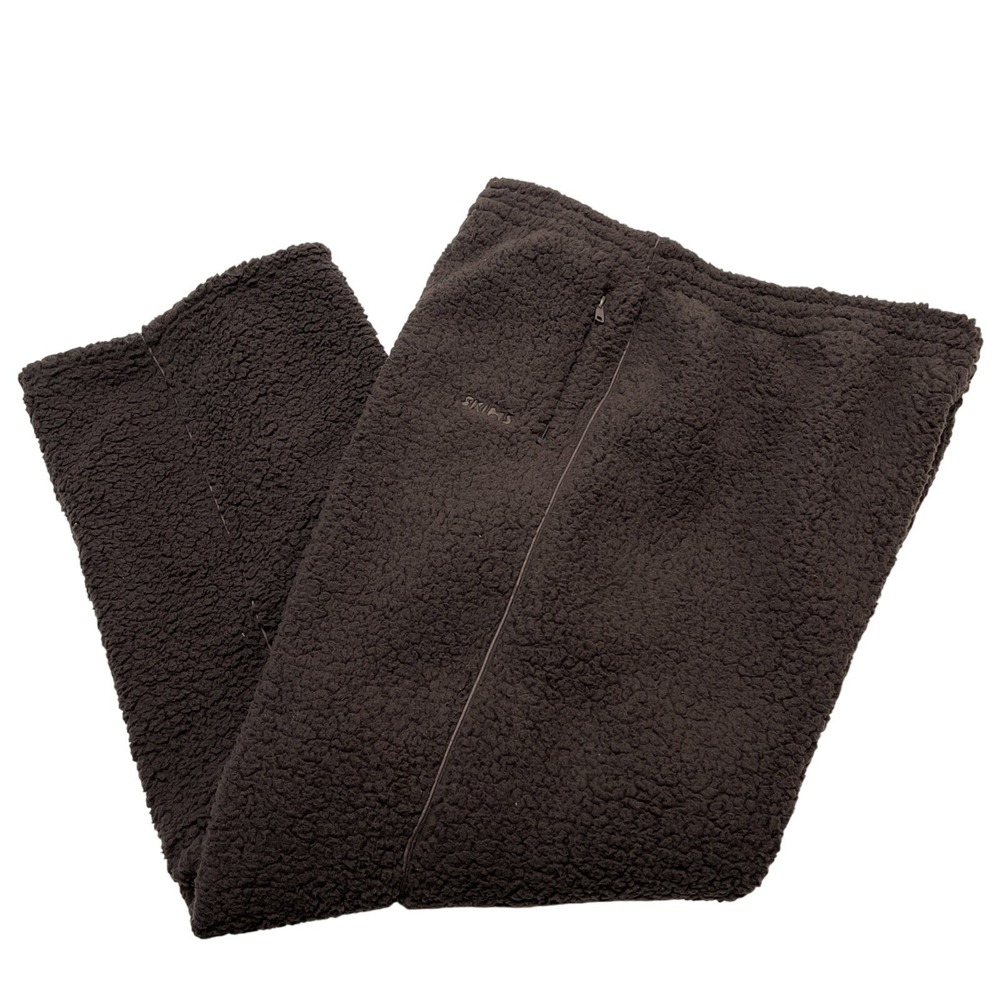 Skims Teddy Track Fleece Pants Womens 2X Brown Sherpa Wide Leg‎ Pull On Lounge
